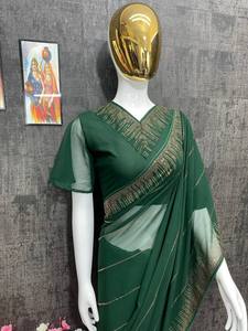 LAUNCHING NEW DESIGNER HEAVY <b>HOT</b> FIXING <b>STONE</b> WORK SAREES WITH BLOUSE - Product Image 2