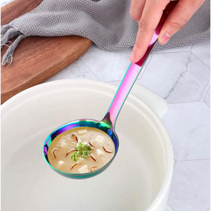 ชุดช้อนตักซุปทำจากสเตนเลสสีรุ้งชุดช้อนตักซุปแบบแข็งชุดจานชามเครื่องเงินชุดรับประทานอาหารสำหรับวางบนโต๊ะ - Product Image 3