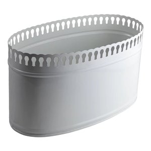 Classique fer métal ovale fleur planteur à la main personnalisé maison jardin décoratif planteur Pots blanc fini Carton emballage - Product Image 1