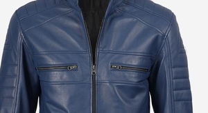 Chaqueta de Cuero para Hombre, Estilo Motero, Azul, 2025 - Product Image 5