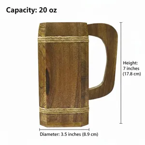 Taza de Madera para Beber Agua, para Cocina y Comedor Rústicos, Taza de Agua de Madera Natural con Diseño Artesanal Hecho a Mano - Product Image 3