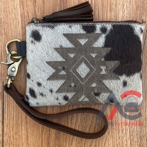 Hair on Cowhide Laser Engraving Tassel Zipper Pouch Genuine Leather <b>Long</b> Purse Women's Organizer Wallet Western Luxury Hand <b>Bags</b> - Product Image 1