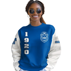 Sudadera con Cuello Redondo de la Hermandad Zeta Phi Beta para Mujer, Azul, 1920, Letra Griega Bordada - Product Image 4