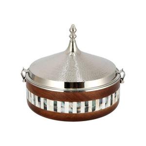 Vente en gros de casseroles en bois faites à la main de style arabe de luxe à bas prix comprenant des fournitures de pot rond en métal - Product Image 1