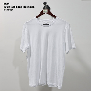 5501 classica maglietta bianca a maniche corte realizzata al 100 percento in cotone pettinato per un abbigliamento quotidiano morbido e Unisex - Product Image 1