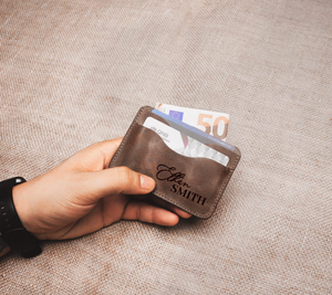 Cartera de Cuero Personalizada, Tarjetero Delgado Hecho a Mano, Regalo con Monograma - Product Image 3