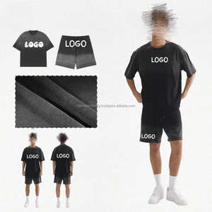 เสื้อยืดและกางเกงขาสั้นผู้ชายแบบเซ็ต ลายกราฟิกโลโก้ ออกแบบเองได้ ผลิตตามสั่ง ผ้าฝ้าย 100% ซักย้อมสีเอซิด สำหรับฤดูร้อน - Product Image 4