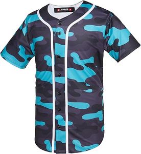 Maillot de baseball à manches courtes et col en V avec impression camouflage et couleurs unies, uniforme d'équipe, sublimation - Product Image 1
