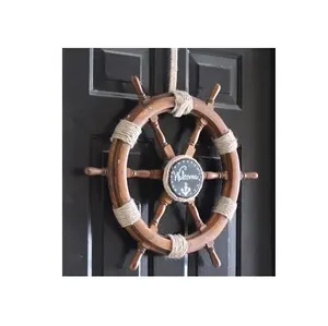 Trendsetting Premium náutico hecho a mano rueda de barco de madera Pared de pirata decoración del hogar y regalos aspecto Simple y atractivo