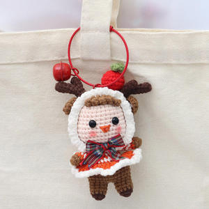 Colgante de Muñeco de Ciervo Navideño Tejido a Mano, Regalo Creativo, Decoración Colgante de Hilo Tejido, Animal Tejido a Crochet con Temática Navideña - Product Image 2