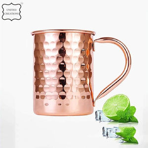 Tasse en métal martelé plaqué cuivre de Moscou de vente chaude pour les boissons de bière de café de parties - Product Image 2