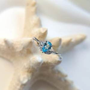 Anillo de piedra de Topacio Azul suizo de estilo romántico, diseño único, Plata de Ley 925 sólida, regalo de fiesta de compromiso de boda clásico a la moda - Product Image 1