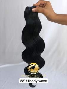 Exportación al por mayor 100% Indian Temple Virgin 22 ''Color #1 Body Wave Bundles Extensión Donante único Cutícula alineada Proveedor indio - Product Image 6