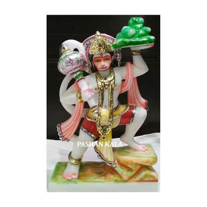 Belle marbre blanc Lord Hanuman surélevant la montagne pour la Sculpture en position debout meilleure qualité en vrac en gros et à l'exportation - Product Image 1