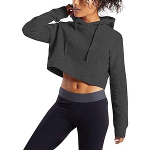 Pull d'entraînement à manches longues en coton, vêtements de sport amples, vêtements de sport, hauts courts, vêtements pour femmes, sweat à capuche, vente en gros, sweat-shirt respirant - Product Image 6