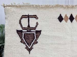 Top Quality Fabulous Bohemian Moroccan Made To Order Rug Berber Unique <b>White</b> And Brown Handmade Abstract <b>Wool</b> Area Rug - Product Image 5