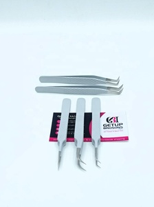 Pince à cils en acier inoxydable de haute qualité, revêtement gris, 90 degrés, volume russe, poignée diamantée incurvée à 45 degrés - Product Image 6