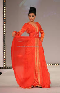 Full Orange Colour <b>Kaftan</b> With Beautiful Lace Work and Long Sleeves Best Selling - Product Image 2