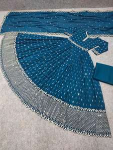 Robe longue de soirée de qualité supérieure, vêtement de créateur, fausse broderie Georgette, séquence de travail, Anarkali, pour femmes, grossiste de Surat - Product Image 5