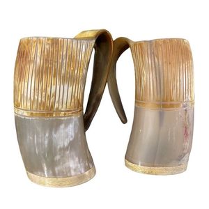Design nordique classique Vintage Style Viking poli corne à boire tasse bière Stein gobelet avec poignée tasse à bière écologique - Product Image 3