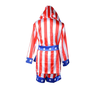 Costume de boxe Rocky Balboa Apollo, film, drapeau américain, cosplay, peignoir pour enfants, shorts, robe, ensemble de costume de boxe, tenue d'entraînement - Product Image 2