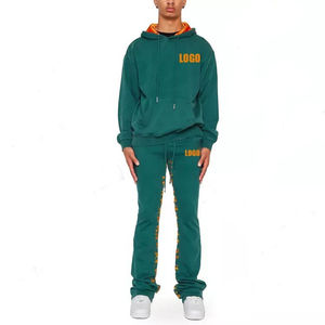 Conjunto de chándal con estampado personalizado para hombre 2024, chándal para hombre, pantalones de chándal apilados acampanados, conjunto de pantalones de chándal y Sudadera con capucha - Product Image 3