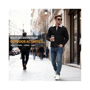 Veste cargo en coton doublée en sherpa pour homme avec col rabattu, veste de travail zippée lourde, manteau d'hiver chaud pour homme - Product Image 6