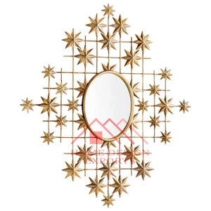 Accueil Hôtels et restaurants La décoration de la maison Miroir de salle de bain Accessoires Miroir mural décoratif avec cadre en feuille - Product Image 4