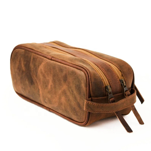 Neceser de Cuero Vintage de Tamaño Mediano con Cierre de Cremallera, Estuche Cosmético Resistente para Viaje - Product Image 3
