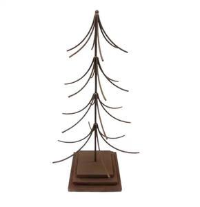 Decoración navideña de Metal niquelado X Mas Tree con Base de madera para Decoración de mesa de pasillo de sala de estar - Product Image 6