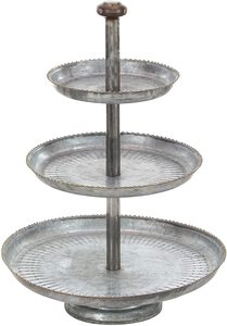 modern galvanized perforated 3 <b>tier</b> <b>cake</b> <b>stand</b> round shape metal round shape galvanized steel round cupcake dessert <b>stand</b> - Product Image 5