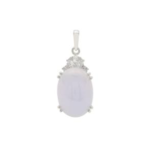 Colgante de Calcedonia Azul Chapado en Oro Rosa con Circonita Blanca, Acabado en Rodio, Plata de Ley, 12.15 Quilates - Product Image 1