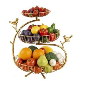 Hand Engraved Decorative For Kitchen Decor Accessories Fruit <b>Basket</b> <b>Hanging</b> Stand Food Bread Fruit <b>Storage</b> Metal Stand use item - Product Image 2