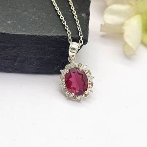 Rhodolite Garnet Cluster Pendant Necklace 925 Sterling Silver Children's Handmade Jewelry High Quality January Birthstone Gift - Product Image 6