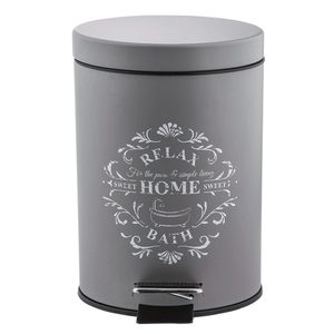 Relax casa 5L bidone automatico a pedale grigio/metallo bianco pattumiera da bagno 20,5x28cm-mobili da bagno moderni - Product Image 1