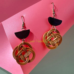 Joyas colgantes hechas en Vietnam estilo étnico aro redondo pendientes de ratán geométrico bohemio para mujer - Product Image 6