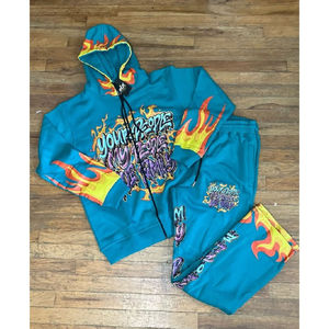 CHÁNDAL con serigrafía para entrenamiento con logotipo personalizado, ropa de calle para correr, chándal con estampado de hojaldre, conjunto de Sudadera con capucha y pantalón - Product Image 1