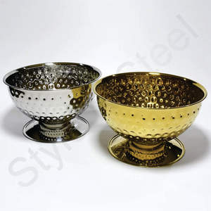 Refroidisseur de champagne personnalisé couleur dorée et argentée au prix de gros ensemble de refroidisseurs de vin martelés audacieux en acier inoxydable - Product Image 4