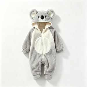 Mono de Bebé Personalizado con Capucha de Felpa de Koala Gris, Traje de Animal para Recién Nacido, Mono de Exportación Global UUUU40 - Product Image 1