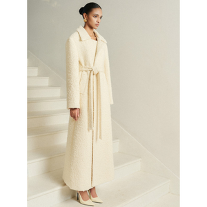 Prêt à expédier manteau de fourrure pour femmes couleur Beige Nadi mélange de laine Tweed Long manteau bonne qualité vêtements pour femmes mode durable - Product Image 1