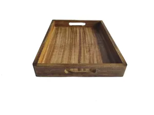 Plateau de service rectangulaire en bois massif, couleur personnalisée, style américain - Product Image 5