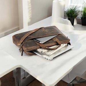 Elegant Urban Leather brief <b>case</b> with Polished Hardware and Minimalist Design - Product Image 4