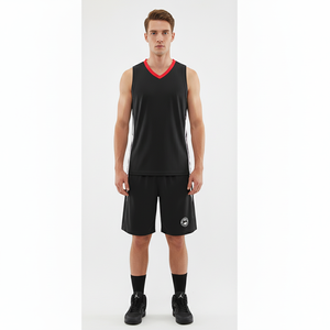 Ensemble de shorts de basket-ball de style universitaire américain en gros, taille américaine, bordure unie, logo personnalisé, uniforme de basket-ball 100% - Product Image 4