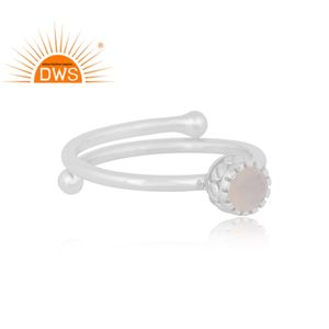 Último diseño de plata de ley fina, piedra lunar blanca Natural, piedra preciosa, anillo apilable, fabricante de joyería personalizada - Product Image 3