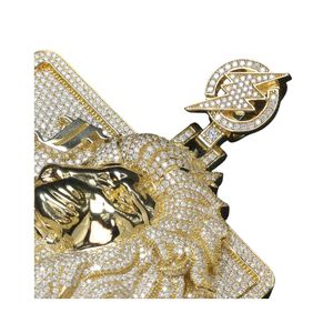 Pendentif tête de lion fabriqué avec des diamants moissanite en argent 925 bijoux de style hip hop pour hommes - Product Image 2