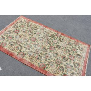 Alfombra turca clásica de estilo Kilim de área grande Beige rojo 3,6X6,4 pies de látex de lana abstracta 10mm alfombra de habitación de diseño de pasillo rectangular - Product Image 4