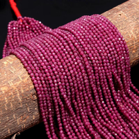 Perles rondes à facettes rubis naturel de qualité AAA 3mm fabrication de bijoux brins de pierres précieuses en gros-fournisseur de rubis rouge 13 pouces
