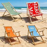 Chaise longue de plage portable personnalisée avec logo coloré rouge, orange, bleu, noir pour l'extérieur