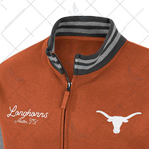 Chaqueta Universitaria Texas Longhorns Personalizada Ambi Turner con Cremallera Completa, Alta Demanda, Color Naranja Quemado, Bordada al por Mayor - Product Image 4