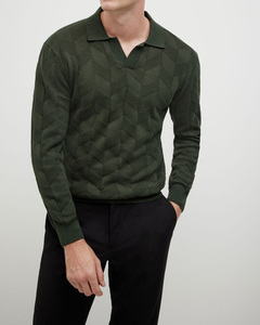 Sweat-shirt en maille élégant pour homme, avec poignets élastiques, col en V, coupe décontractée exclusive, streetwear d'hiver - Product Image 1